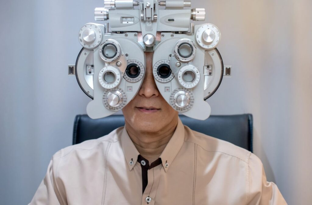 Older adult man experiencing a comprehensive eye exam